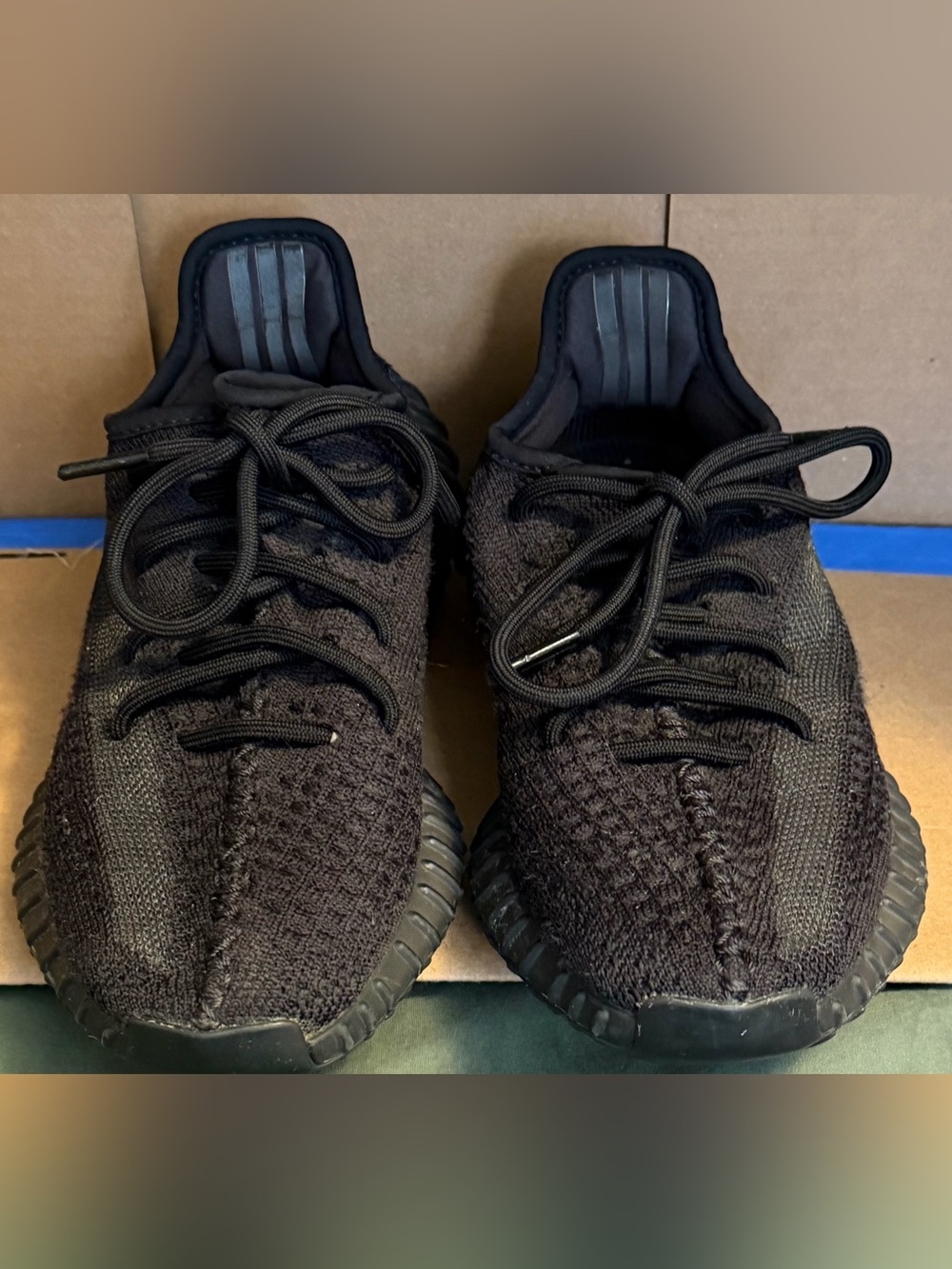 100% Authentic Yeezy Black Knit Athletic Sneakers size 4.5 child/6 women